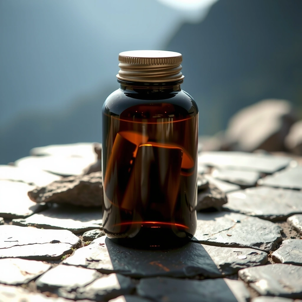 Alpiner Vital Komplex Flasche auf Stein